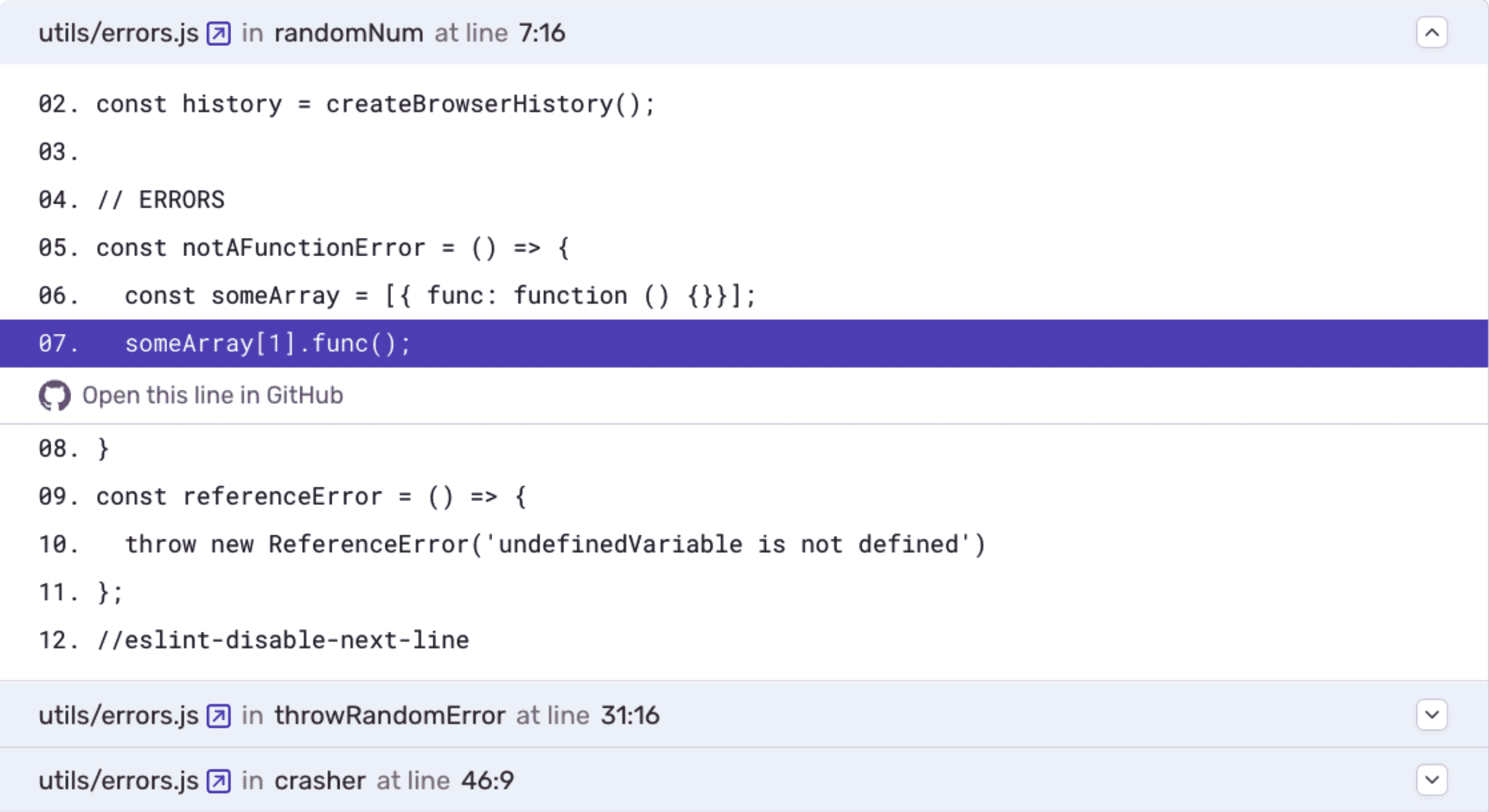 Readable stack traces